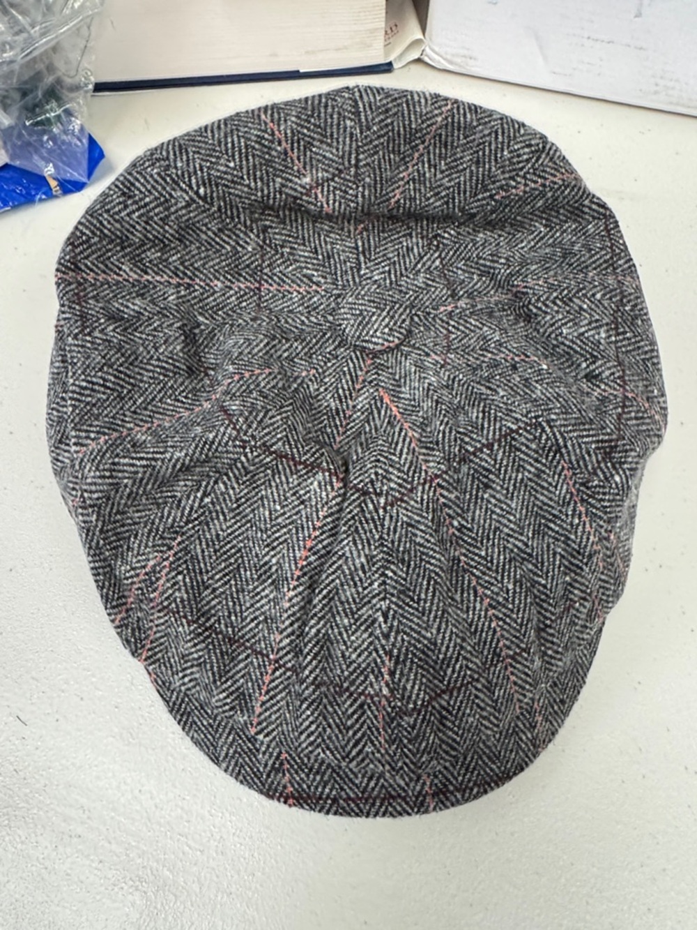 Classic Gray Herringbone Newsboy Cap - Unbranded